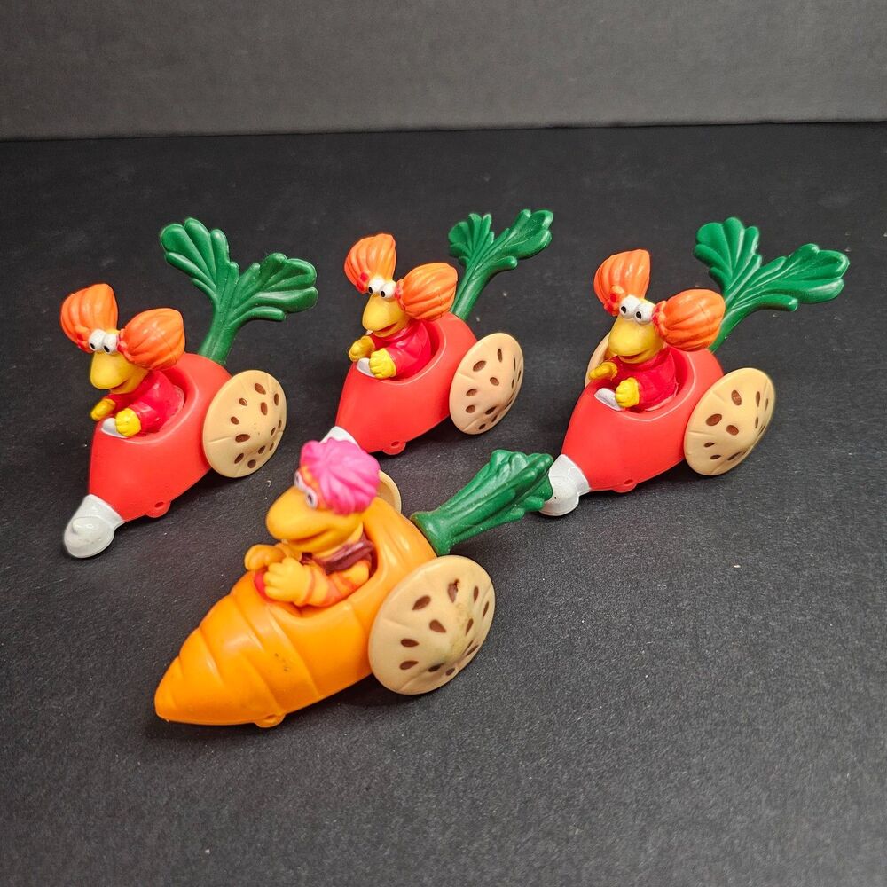 Vtg 1988 Jim Henson Fraggle Rock McDonalds Happy Meal Toy Roller Cars Lot of 4